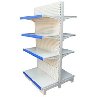 Étagères de supermarché multi-niveaux en acier à prix d'usine, étagères gondoles fixes et rotatives en métal de haute qualité, à double ou simple face