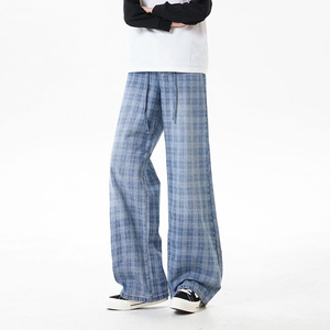 Pantalones de mezclilla de rayas rectas casuales de gama alta de estilo americano, pantalones de mezclilla lavados con agua y de alta calidad - Product Image 1