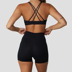 Oem Service High Waist V Cut Waist Shorts Women Yoga Set