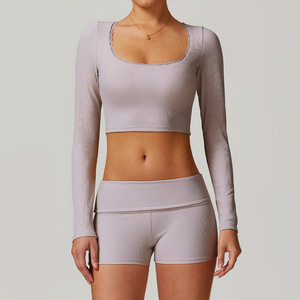 Haute qualité brossé respirant Yoga ensemble femmes serré taille haute bout à bout Yoga tenue course entraînement Fitness 2 pièces ensemble - Product Image 6