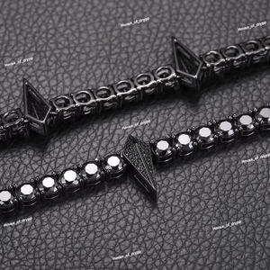 Collier à maillons pointus en acier inoxydable, chaîne hip-hop, serti de diamants Moissanite, bijou statement avec design audacieux à pointes pour homme - Product Image 3