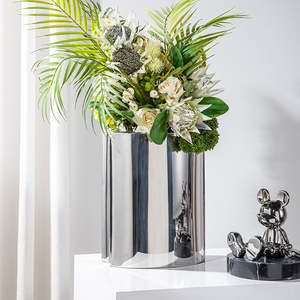 Florero Cilíndrico de Metal, Decoración para el Hogar, Centro de Mesa para Arreglos Florales, Diseño Moderno, Calidad Premium - Product Image 1