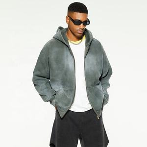 Sweat à capuche doux en coton éponge polaire Rhinestone nouveau design sweat à capuche épais brodé avec patch lavé à l'acide pour hommes - Product Image 1