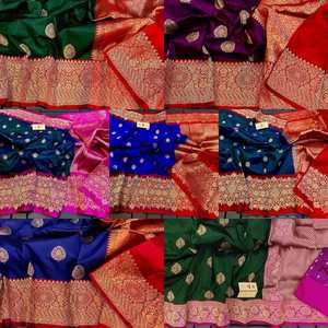 Sari di seta Katan indiani e pakistano che tessono sari di seta Jacquard con Butti All Over - Product Image 4