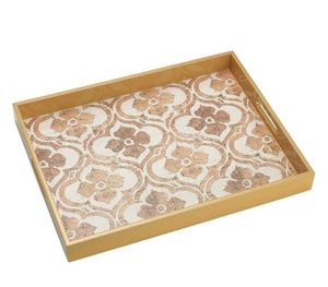 Plateau de service rectangulaire personnalisé de haute qualité fabriqué à la main en bois naturel incrustation d'os écologique inspiré de la maison indienne - Product Image 4
