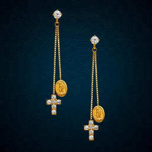 Top Design plaqué or alliage bijoux boucles d'oreilles à la mode chrétien religieux marie mère diamant clouté mode cerceau classique - Product Image 4