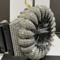 Reloj de Pulsera Deportivo Hip Hop con Diamantes Moissanite VVS, Diseño Ejecutivo para Hombre, Movimiento de Cuarzo ETA, Cristal de Zafiro, Oro Blanco, Correa de Cuero