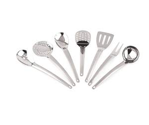 7-Piece Stainless Steel <b>Kitchen</b> <b>Utensil</b> <b>Set</b> Ladle, Slotted Turner, Skimmer, Serving Spoons & Cooking Fork - Product Image 3