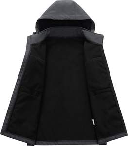 Custom Eco-Friendly impermeable a prueba de viento transpirable chaqueta con capucha Softshell para los hombres de invierno al aire libre de poliéster Shell frontal alto - Product Image 6