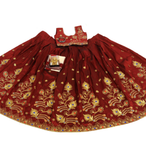 Conjunto de Lehenga Choli de Seda Color Granate para Niñas de Shoryam Fashion - Ropa Étnica Tradicional India para Bodas y Fiestas Infantiles - Product Image 1