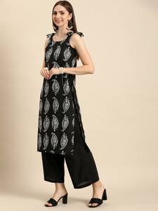 Mujeres Algodón Puro Motivos Étnicos Impreso Kurta Regular con Palazzos indio pakistaní kameez Salwar - Product Image 2