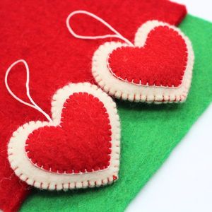 Handmade Felt Heart - Christmas <b>Hanging</b> <b>Ornaments</b> - Christmas <b>Hanging</b> Heart - Sustainable Home Decors - Eco-friendly Products - Product Image 4