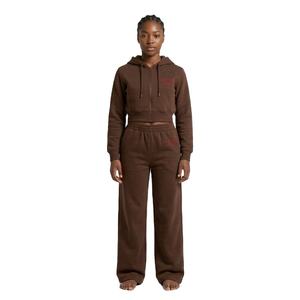 Ensemble personnalisé de veste zippée et pantalon en molleton pour femme, ensemble deux pièces uni de survêtement et crop top à capuche pour femme - Product Image 1