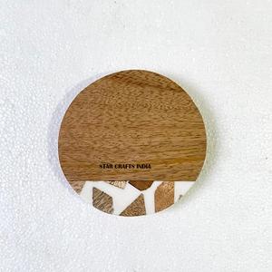 Posavasos para taza de té, posavasos de madera y resina para bebidas, almohadillas redondas de madera para aislamiento térmico, alfombrillas y almohadillas elegantes, utensilios de cocina - Product Image 5