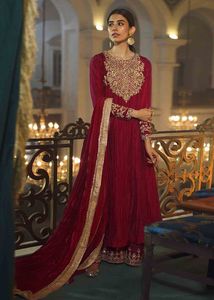 Superbe KURTA & PLAZO avec dupata sur tissu de velours embellissant une belle résine, perles de verre en cristal, DABKA pour le travail de fête - Product Image 2