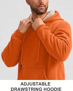 Sudaderas con capucha informales de invierno para hombre, Color sólido, 100% algodón, forro polar, ajuste Regular, secado rápido y transpirable, alta calidad - Product Image 4