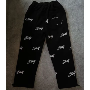 Jogger d'hiver personnalisé pour homme, coupe ample streetwear, en polyester/coton, imprimé sérigraphié et brodé, taille mi-haute élastique, épais - Product Image 2