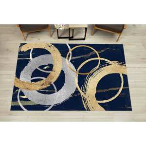 <b>Gold</b> and Silver Rings Rug: Contemporary Indoor/Outdoor Decor,With Pile Soft Rug - Product Image 3