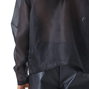 Sweat à capuche en maille transparente Baggy Style d'été pour hommes, manches longues avec demi-fermeture éclair et quart de tissu imperméable, imprimé numériquement, teint uni - Product Image 5