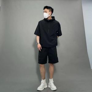 Camisa informal con cremallera para hombre, conjunto corto de dos piezas, calzado deportivo para hombre, ropa holgada con cremallera, ropa informal - Product Image 6