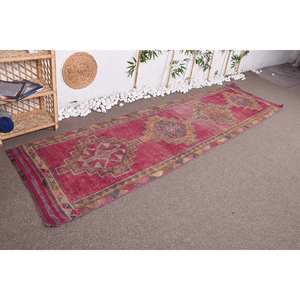 พรมคิลิมวินเทจ ขนาด 2.9 x 10.6 ฟุต สีชมพูเบจ ลายปะติดปะต่อ ทำจากขนสัตว์ สำหรับห้องรับประทานอาหาร ด้านหลังทำจากยางลาเท็กซ์ รูปทรงสี่เหลี่ยมผืนผ้า ลายแบบจิ๊กซอว์ ลวดลายนามธรรม - Product Image 3