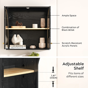 Armoire murale de salle de bain, armoire à pharmacie avec porte en acrylique cintrée, armoire de rangement au-dessus des toilettes avec étagère réglable pour salle de bain - Product Image 6