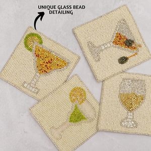 Best Theme Design Glass <b>Beads</b> Bar <b>Coaster</b> Best for Parties and Other Functions Tableware Decorative Design Bar <b>Coaster</b> - Product Image 4