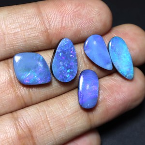 5 piezas de ópalo australiano doblete cabujón azul ópalo de fuego doblete ópalo ópalos australianos naturales para la fabricación de joyas de piedra - Product Image 3