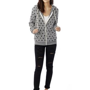 เสื้อฮู้ดแขนยาวแบบมีซิปสำหรับผู้หญิงผ้าฝ้ายดีไซน์โอเวอร์ไซส์ลำลองสำหรับผู้หญิงมีโลโก้พิมพ์ลายไม่ซ้ำใคร - Product Image 2