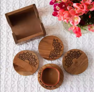 Juego de posavasos de madera modernos hechos a mano, mesa de centro de resina epoxi, ilustraciones decorativas, alfombrillas y almohadillas para Decoración de mesa - Product Image 6