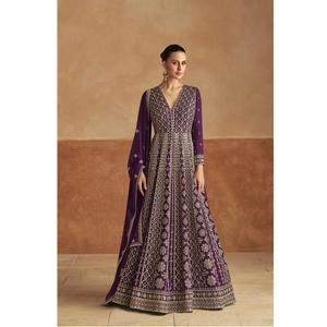 Traje Anarkali Maruti Fashion para Mujer, con Bordado de Lentejuelas Chinon, Largo hasta el Suelo, Corte Regular, Estilo Pakistaní, para Trabajo y Bodas - Product Image 1