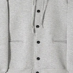 Precio barato de talla grande 100% algodón botón sudadera al por mayor de Color sólido de los hombres Premium personalizado botón up sudaderas con capucha Material de calidad - Product Image 4