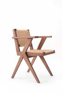 Silla de Comedor Moderna Julie Hecha de Madera de Teca Sólida de Buena Calidad y Tejido de Cuerda de Ratán para Uso en Interiores y Exteriores - Product Image 2