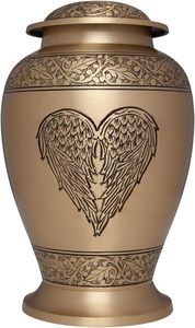 Adult Metal Cremation Urn for Human Ashes Satin <b>Gold</b> | <b>Large</b> Capacity Funeral Memorial Urn - Product Image 5