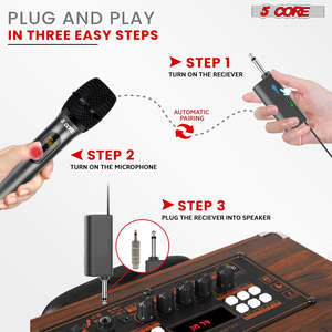 5Core <b>Wireless</b> <b>Microphone</b> Pair UHF Handheld Microfonos Inalambricos Cordless Mic - Product Image 3