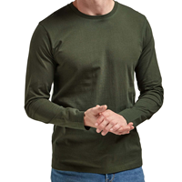 Grijs katoenen T-shirt met lange mouwen voor heren, met borstzak, regular fit, casual, O-hals, jersey gebreid, effen kleur