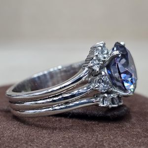 Anillo de Compromiso de Plata de Ley 925 con Moissanita Redonda VVSD1, Chapado en Rodio, al por Mayor, Estilo Eternity Vermeil - Product Image 4