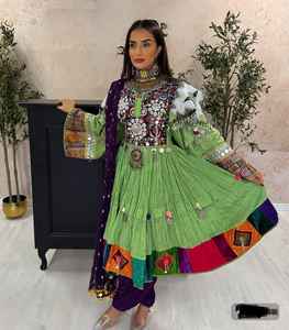 Pesado bordado de moda últimos vestidos casuales afganos boda antigua nuevo vestido bohemio Vintage encaje botón patrón Floral - Product Image 5