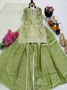 Conjunto de Diseñador para Fiesta, Estilo Fandy, Bordado en Seda con Lentejuelas, Plazzo y Kurta con Dupatta - Product Image 5