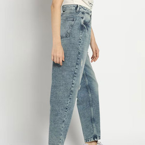 Nueva llegada de los pantalones vaqueros acampanados de las mujeres hechas en Sialkot Streetwear Style con diseño frontal plano personalizable:,Sialkot ,,, - Product Image 4