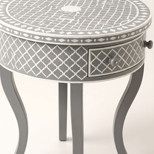 High Selling Luxury <b>grey</b> Bedside Table with Bone Inlay Design Traditional Home Furniture for Bedroom Living Room Designed India - Product Image 4