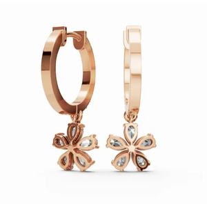 Pears <b>Floral</b> Serenade Diamond <b>Hoops</b> Earrings 9 KT 14 KT 18 KT Gold Lab Grown Jewelry Wholesale OEM B2B Export Supplier - Product Image 3