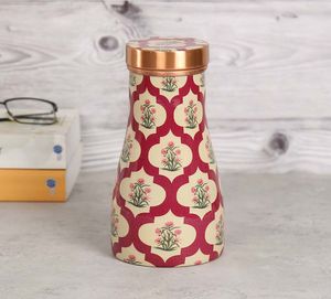 Botella de agua de cobre puro impresa personalizada al por mayor de venta superior con tapa a bajo precio de la India - Product Image 5