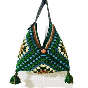 Bolso de punto Bolsos Bolso grande de ganchillo Retro Algodón reciclado Vestshape Mujeres Organizador Craft Crotchet Knit Bag - Product Image 1