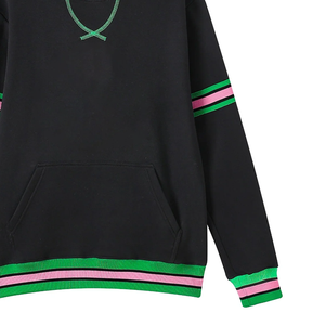 Sudadera bordada AKA personalizada, jersey de cuello redondo, dobladillo acanalado, puños, bolsillo de canguro, Sudadera con capucha a rayas de bloque de Color para invierno - Product Image 6