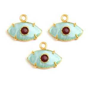 Pendentif griffe en Amazonite 20x10mm Amazonite naturelle finition lisse Marquise Or Vermeil Pendentif griffe en argent sterling 925 - Product Image 1