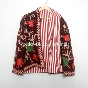 เสื้อแจ็คเก็ตกำมะหยี่สวยงามสำหรับผู้หญิง ลายปักดอกไม้  แจ็คเก็ตซูซานีสำหรับสาวๆ ใส่ไปงานปาร์ตี้ - Product Image 6