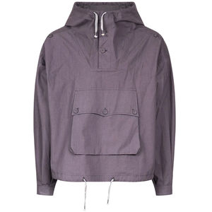 Sweat-shirt à capuche vintage en coton enduit, personnalisé OEM, pour homme, hiver, écologique, avec cordon de serrage, poche avant et bouton décoratif - Product Image 6