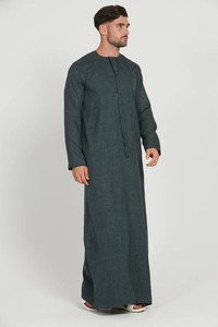 Moda islámica hombres Thobes Jubba 100% alta calidad oscuro traje largo Thobe caliente musulmán masculino Abaya musulmán hombres ropa Thobe - Product Image 2