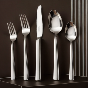 Cubertería de acero con espejo 2025, juego de cubiertos, juego de cubiertos de 24 piezas, estilo clásico, inoxidable sólido, para boda, sostenible, elegante - Product Image 2